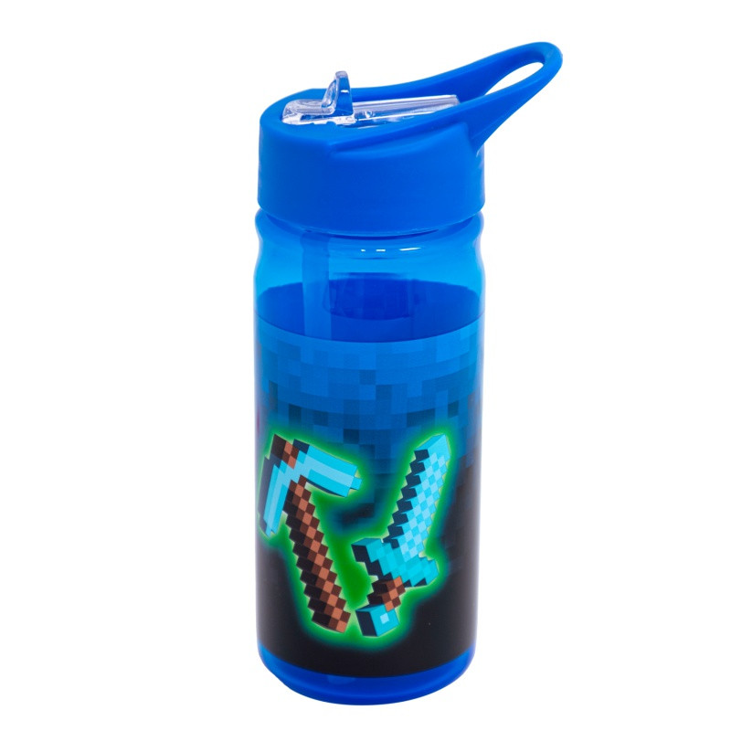 Plastová fľaša s výsuvnou slamkou AquaPure BLUE PIXEL, 450ml, 511025003