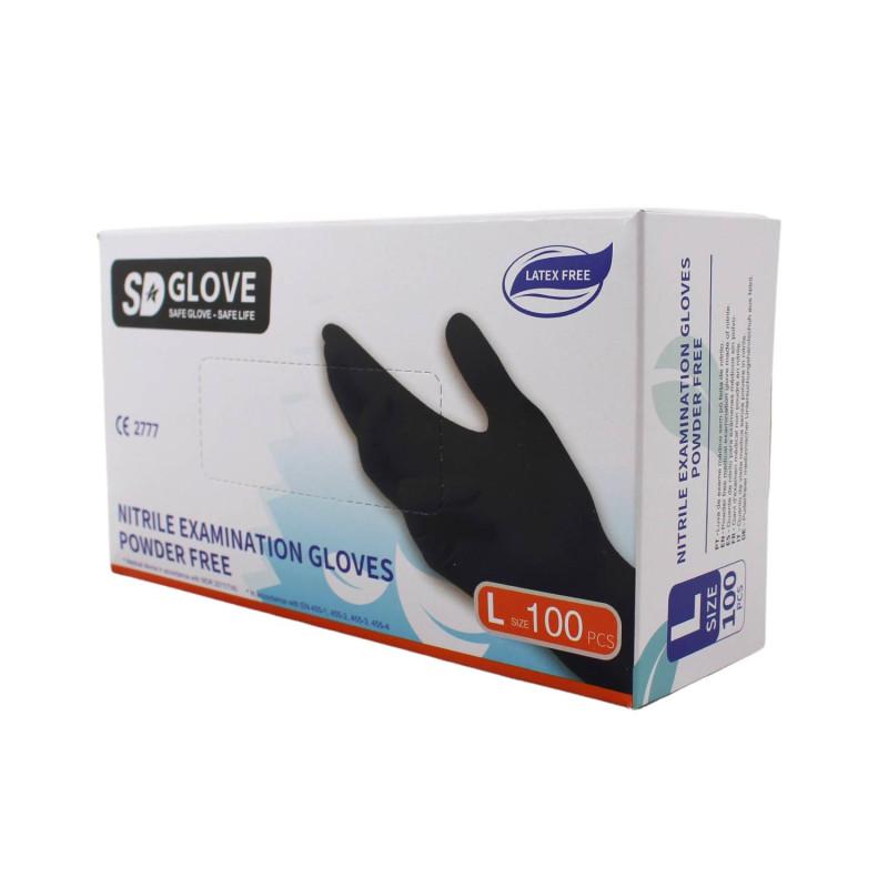 Nitrilové rukavice jednorázové SD GLOVE čierne L 100ks