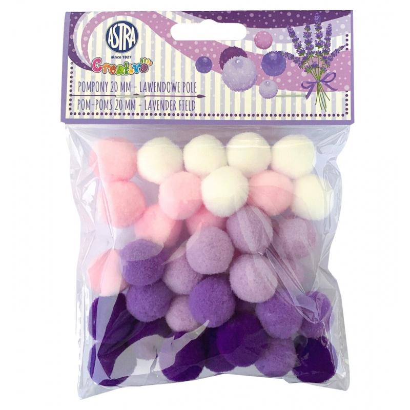 CREATIVO Plyšové POMPOM guličky LAVENDER FIELD, 20mm, 335121022