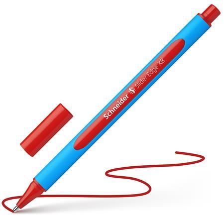 Guľôčkové pero, 0,7 mm, s vrchnákom, SCHNEIDER "Slider Edge XB", červené