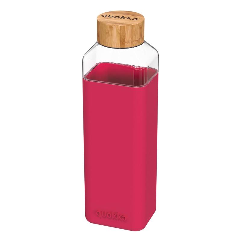 QUOKKA Storm, Sklenená fľaša so silikónovým povrchom MAROON, 700ml, 40025