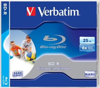 BD-R Blu-Ray SL 25GB 6x, potlačiteľný povrch, štandardný obal, VERBATIM