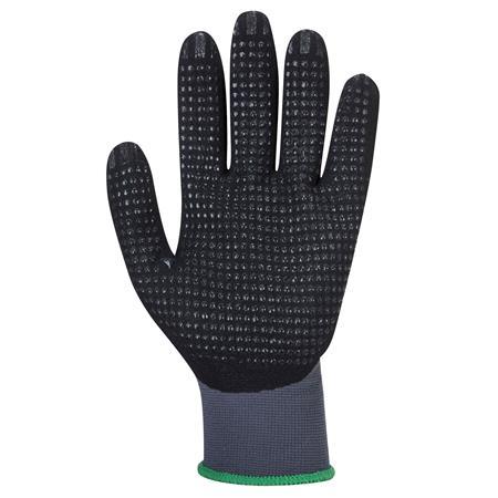. Ochranné rukavice, nylonové, nitrilová pena, XL, "DermiFlex Ultra Plus", sivo-čierna