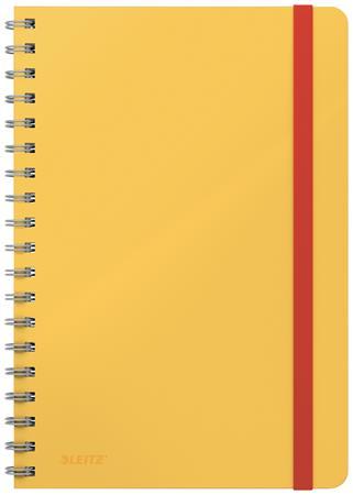 Špirálový zošit, B5, štvorčekový, 80 listov, LEITZ, "Cosy Soft Touch", matná žltá