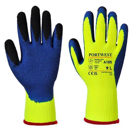 . Ochranné rukavice, latex, veľkosť: M "Duo-Therm", žlté-modré