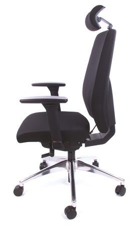 Kancelárska stolička, s nastaviteľnými opierkami rúk, exkluzívne čierne čalúnenie,  MAYAH