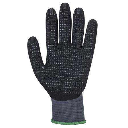 . Ochranné rukavice, nylonové, nitrilová pena, M, "DermiFlex Ultra Plus", sivo-čierna