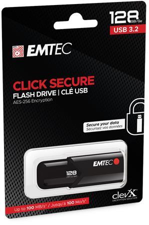 USB kľúč, 128GB, USB 3.2, so šifrovaním, EMTEC "B120 Click Secure"
