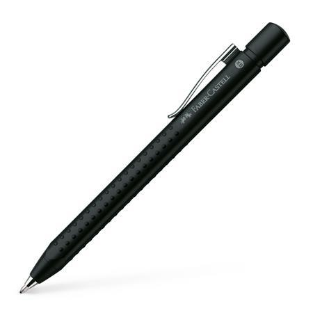 Guľôčkové pero, 0,35 mm, stláčací mechanizmus, FABER-CASTELL "Grip-2011", metalická čierna