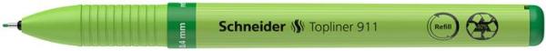 Liner, 0,4 mm, vymeniteľná náplň, recyklované telo, SCHNEIDER "Topliner 911", zelená