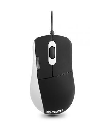 Myš, drôtová, optická, stredná veľkosť, USB, URBAN FACTORY "Softee", čierna-biela