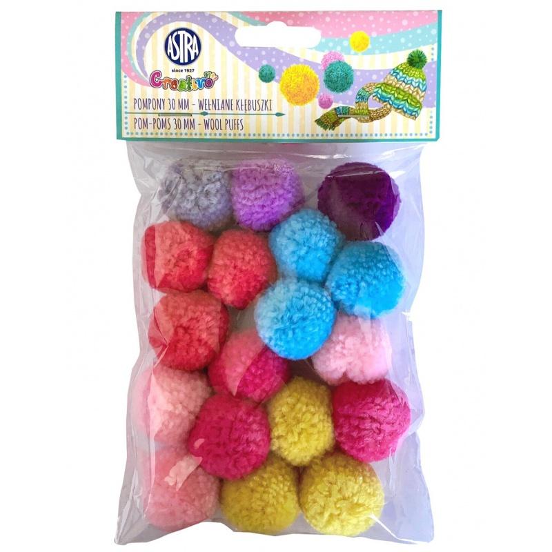 CREATIVO Plyšové POMPOM vlnené guličky WOOL PUFFS, 30mm, 335121013