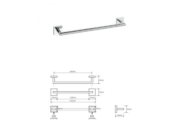 Držiak uterákov DESIGN A, 655 mm