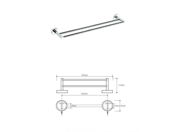 MODERN:  DRŽIAK UTERÁKOV, DVOJITÝ ECONOMY 655MM