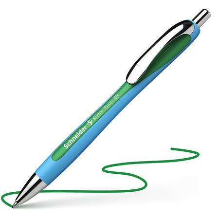 Guľôčkové pero, 0,7 mm, stláčací mechanizmus, SCHNEIDER "Slider Rave", zelené