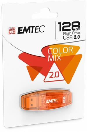 USB kľúč, 128GB, USB 2.0, EMTEC "C410 Color", oranžová