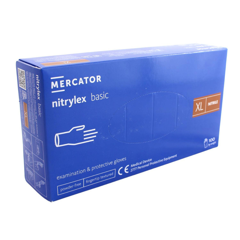 Nitrilové rukavice jednorázové MERCATOR nitrylex basic - tmavo modré XL 100ks