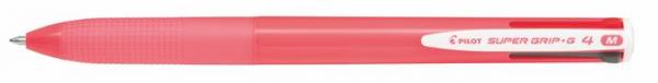 Guľôčkové pero, 0,27 mm, stláčací mechanizmus, 4-farebné, PILOT "Super Grip G", ružová