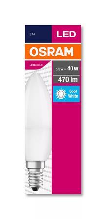 LED žiarovka, E14, sviečka, B35, 5,7W, 470lm, 4000K (HF), OSRAM "Value" 1