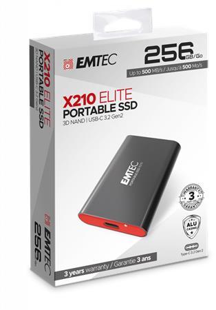 SSD (vonkajšia pamäť), 256GB, USB 3.2, 500/500 MB/s, EMTEC "X210"