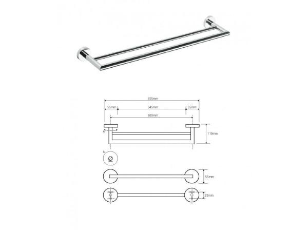 MODERN:  DRŽIAK UTERÁKOV, DVOJITÝ 655MM