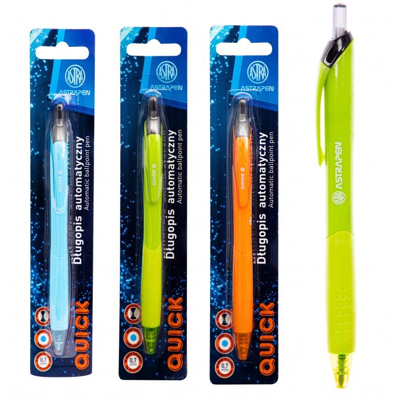 ASTRAPEN QUICK, Guľôčkové pero 0,7mm, modré, blister, mix farieb, 201022025