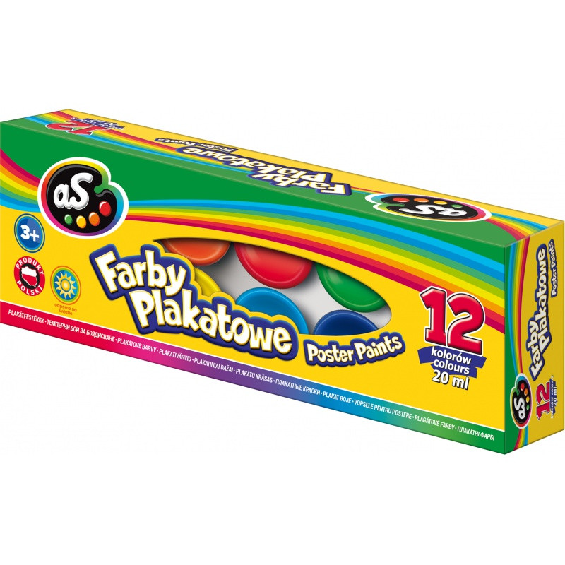 Školské temperové farby v tégliku AS, 12x20ml, 301219004