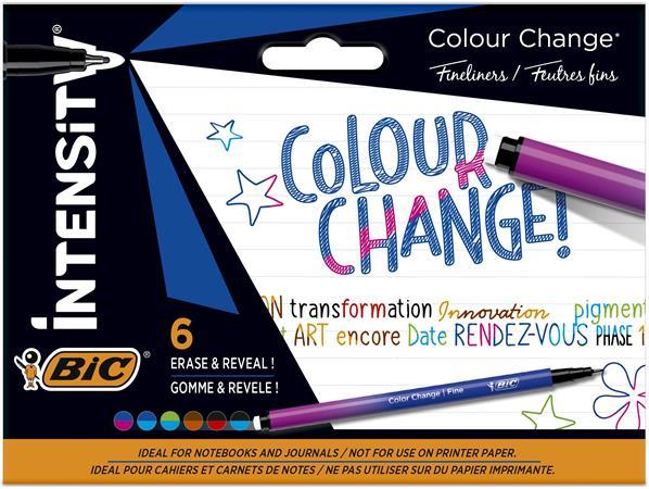 Liner, sada, zmena farieb, 0,4 mm, BIC "Intensity Colour Change", 6 rôznych farieb