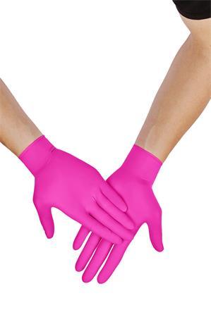 . Ochranné rukavice, jednorazové, nitril, veľkosť M, 100 ks, nepudrované, magenta