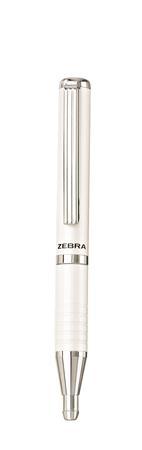Guľôčkové pero, 0,24 mm, teleskopické telo, kovová biela, ZEBRA "SL-F1", modrá