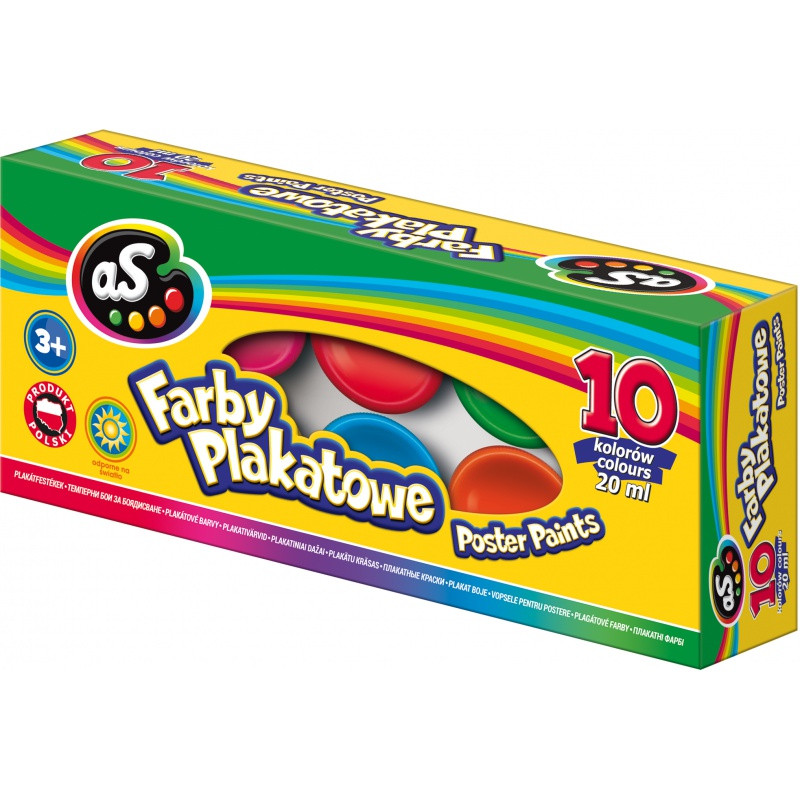 Školské temperové farby v tégliku AS, 10x20ml, 301219003