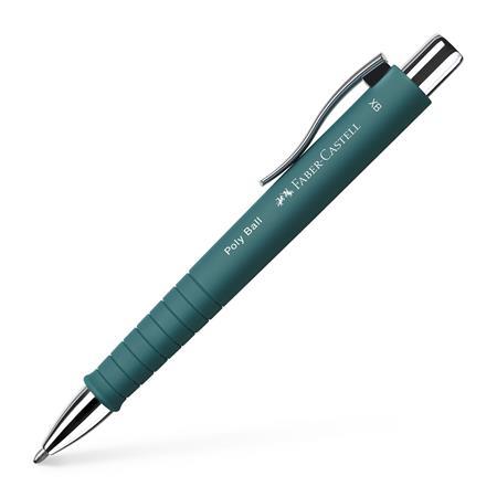 Guľôčkové pero, 0,5 mm, stláčací mechanizmus, FABER-CASTELL "Poly Ball", smaragdovo zelená