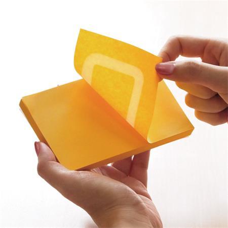 Samolepiaci poznámkový blok, 76x76 mm, 100 listov, STICK N, oranžová