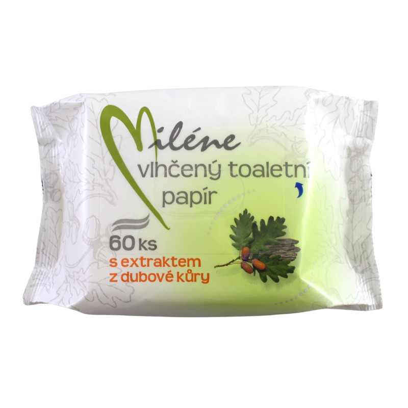 Miléne vlhčený toaletný papier z extraktom z dubovej kôry 60ks