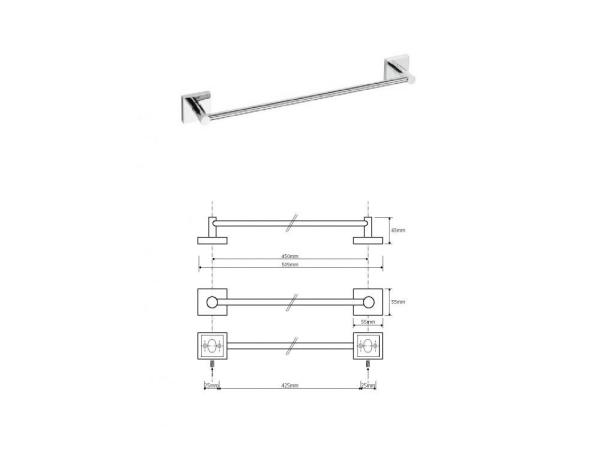 Držiak uterákov DESIGN B, 505 mm