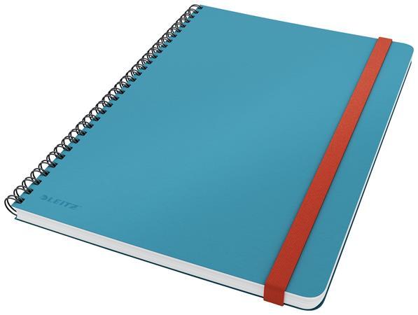 Špirálový zošit, B5, štvorčekový, 80 listov, LEITZ, "Cosy Soft Touch", matná modrá