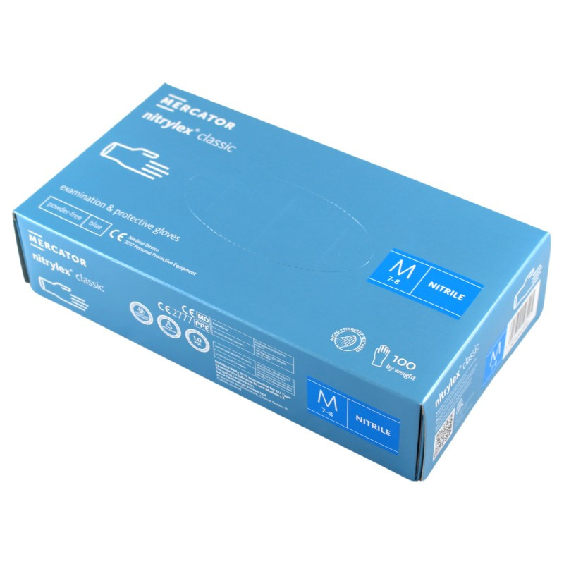 Nitrilové rukavice jednorázové MERCATOR nitrylex classic - modré M 100ks