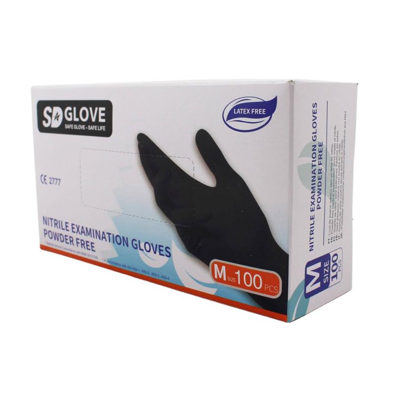 Nitrilové rukavice jednorázové SD GLOVE čierne M 100ks