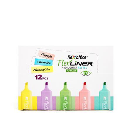Zvýrazňovač, sada, 1-5 mm, FLEXOFFICE "Flexliner", mix pastelových farieb 1