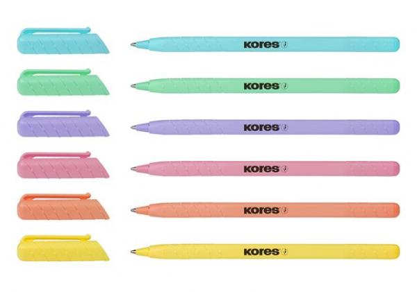 Guľôčkové pero, 0,7 mm, s vrchnákom, trojhranné, KORES "K0R-M", mix farieb