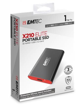 SSD (vonkajšia pamäť), 1TB, USB 3.2, 500/500 MB/s, EMTEC "X210"