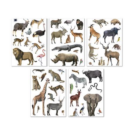 Nálepky, znova použiteľné, 50 ks, APLI Kids "Stickers", zvieratká zo savany