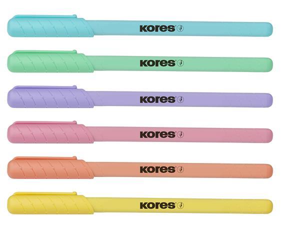Guľôčkové pero, 0,7 mm, s vrchnákom, trojhranné, KORES "K0R-M", mix farieb