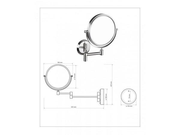 Zrkadlo kozmetické okrúhle, nerez, ø 133 mm