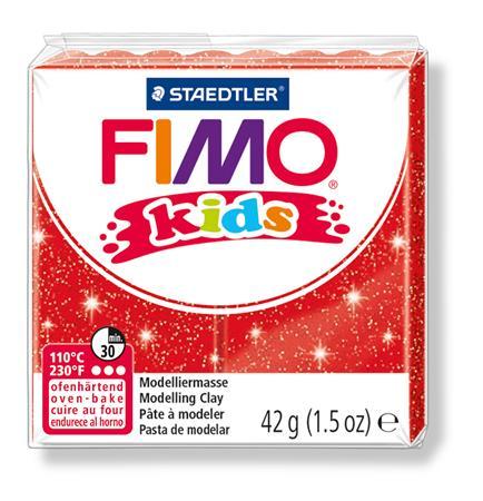 Modelovacia hmota, polymérová, FIMO "Kids", trblietavá červená