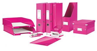 Zakladač, PP/kartón, 95 mm, lakový lesk, LEITZ "Click&Store", ružový
