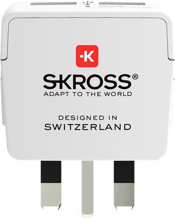 Cestovný adaptér, do UK, USB, uzemnený, SKROSS