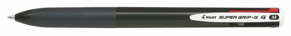 Guľôčkové pero, 0,27 mm, stláčací mechanizmus, 4-farebné, PILOT "Super Grip G", čierna