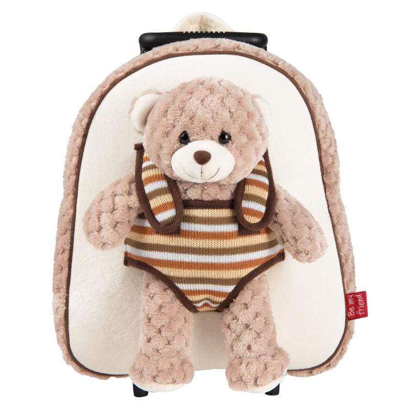 BE MY FRIEND, Detský plyšový batoh na kolieskach s odnímateľnou hračkou MEDVEDÍK, 13040