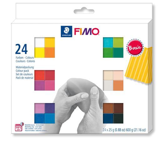 Modelovacia hmota, sada, 24x25 g, na vypálenie, FIMO "Soft Basic", 24 rôznych farieb